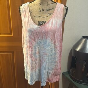 Old Navy Pink and Blue Tie-Dye Tank Top
